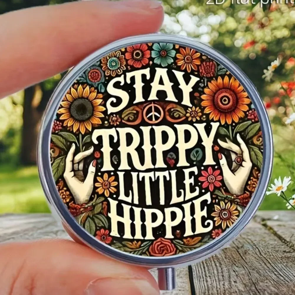 Hippie-Chic 60s Inspired Mother-Little-Helper Pill-Box STAY TRIPPY LITTLE HIPPIE
